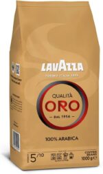 Lavazza, Qualità Oro, Café en Grano Natural, Ideal para la Máquina de Café Espresso, con Notas Aromáticas de Frutas y Flores, 100% Arábica, Intensidad 5, Tueste Medio, Paquete de 1 kg